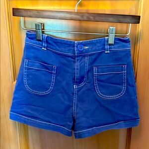Mini Boden Girls Blue Patch Pocket Shorts